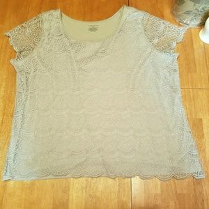 ⭐Last Chance!⭐ Light Gray Lace Overlay Top (26/28)